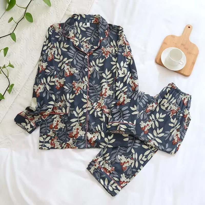 Spring / Summer New 100% Viscose Long-Sleeved Trousers Ladies Pajamas Suit 3XL plus Size Long Sleepwear Women'S Home Nightwear