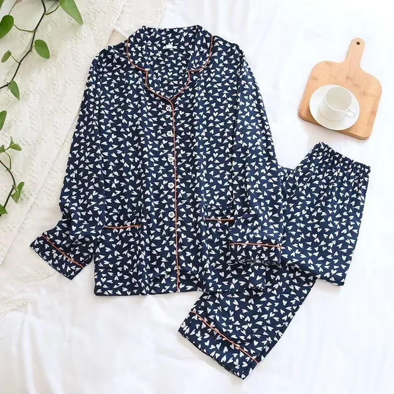 Spring / Summer New 100% Viscose Long-Sleeved Trousers Ladies Pajamas Suit 3XL plus Size Long Sleepwear Women'S Home Nightwear